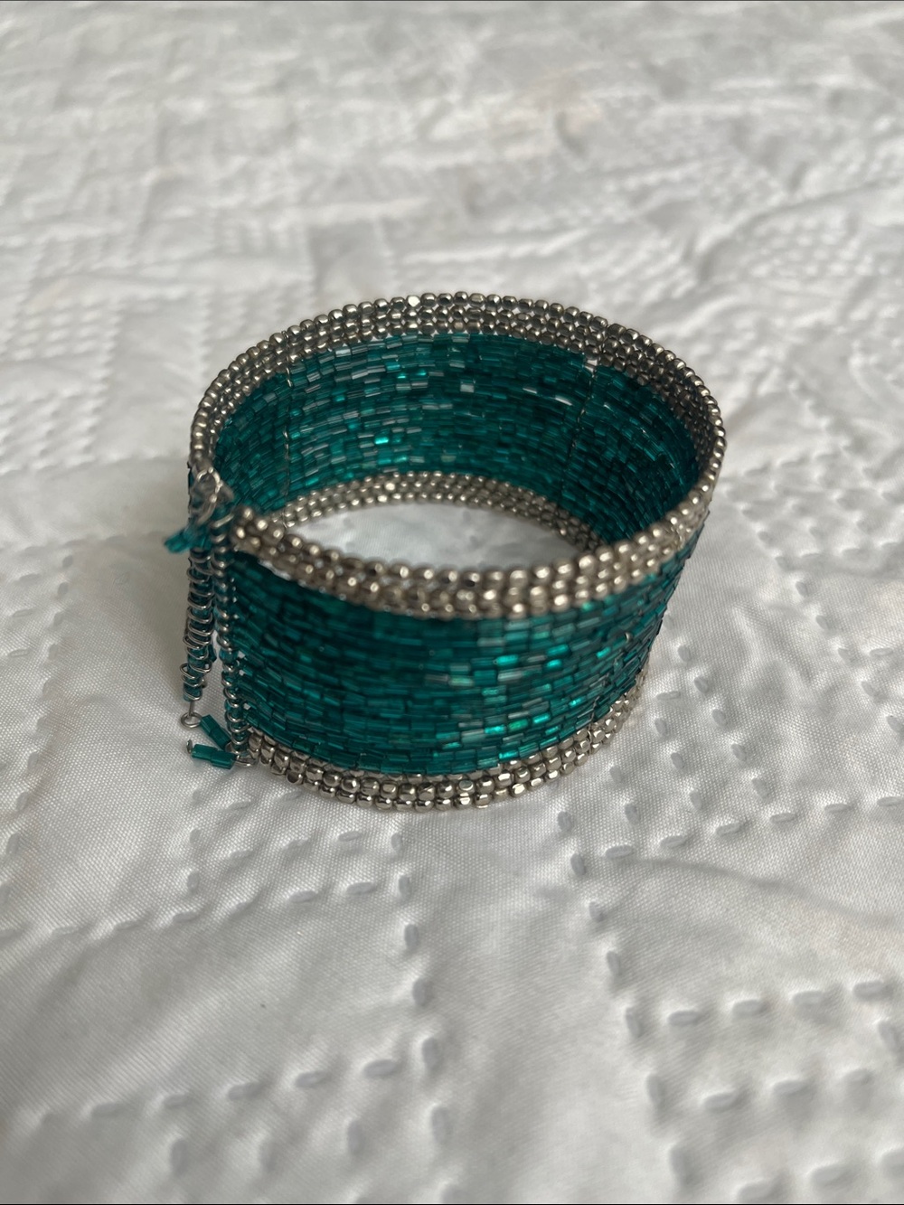 Teal Beaded Cuff Bracelet - Women Jewelry